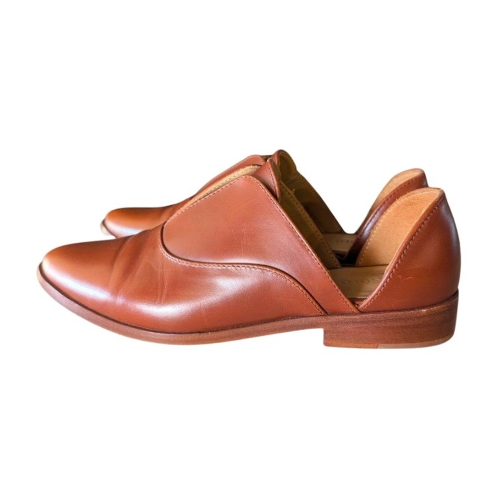 Nisolo Emma d'Orsay Oxford Leather Flats Brandy Brown Womens 8 Pointed Toe - Picture 2 of 9